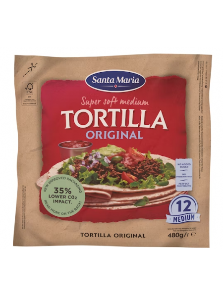 Пшеничные лепешки Тортилья Santa Maria Tortilla Original Medium 12 шт 480 г