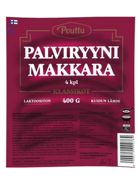 Колбаски Pouttu Palviryyni makkara 400г без лактозы