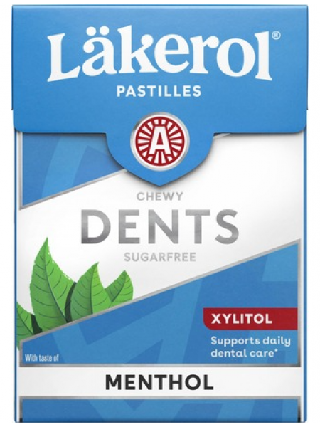 Пастилки с ксилитом со вкусом ментола Läkerol Dents Menthol Ksylitolipastilli 85г