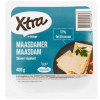 Сыр сливочный X-tra Maasdam 17 % 400г в нарезке