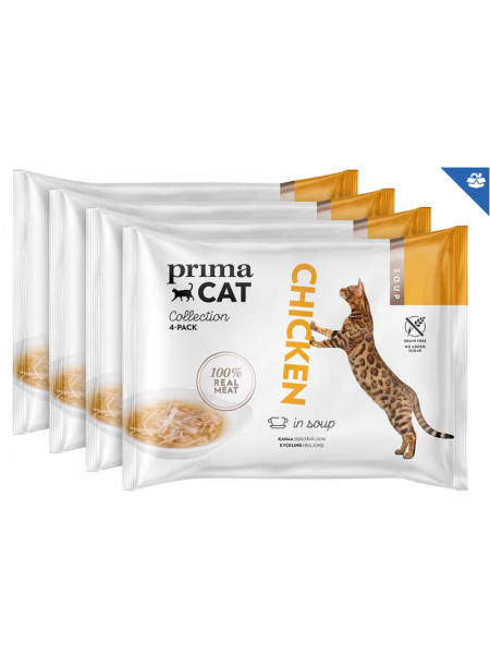 Влажный корм с куриным бульоном PrimaCat Soup 40 г 16 шт для кошек