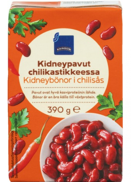 Фасоль в соусе чили Rainbow Kidneypavut Chilikastikkeessa 390г