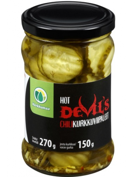 Резанные огурцы с перцем чили Devil's Chilikurkkuviipaleet 270/150г