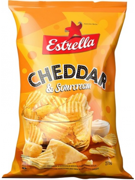 Картофельные чипсы с сыром чеддер и сметаной Estrella Cheddar&Sourcream Chips 275г