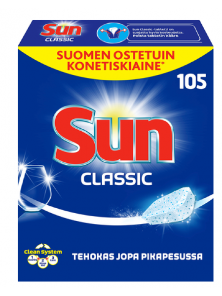 Таблетки для посудомоечной машины SUN Konetiskitabletti Classic Lemon 105 шт