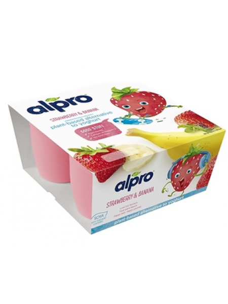 Соевый йогурт Alpro клубника-банан 4х90г