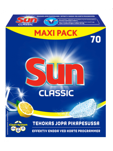 Таблетки для ПММ SUN Konetiskitabletti Classic Lemon 70 шт лимон