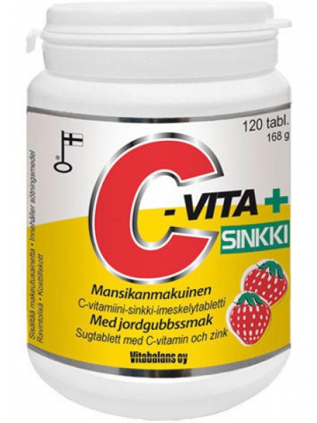 Пастилки  Vitabalans C-Vita+ Sinkki 120 шт вкус клубника