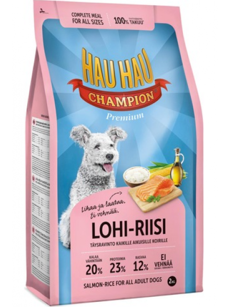 Сухой корм Hau-Hau Champion Lohi-Riisi Täysravinto 2кг лосось и рис