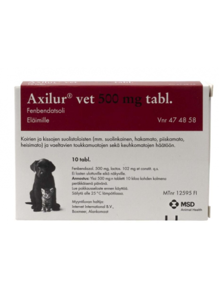 Глистогонный препарат AXILUR VET 500мг  10таб. для кошек и собак