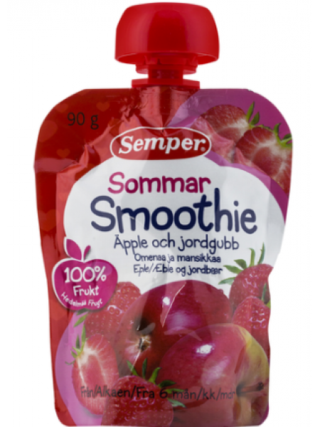 Фруктовое пюре Semper Smoothie Sommar 90 г с 6 месяцев яблоко клубника 