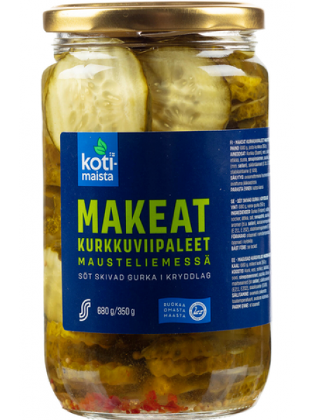 Маринованные ломтики огурцов Kotimaista G Makeat Kurkkuviipaleet 680/350г