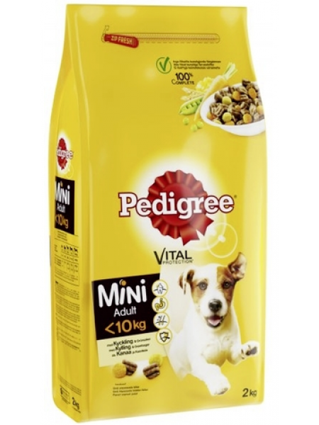 Сухой корм Pedigree Mini <10 кг Kanaa Ja Kasviksia 2кг курица и овощи  