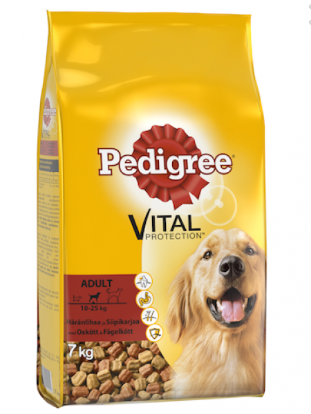 Сухой корм для взрослых собак Pedigree Adult Häränlihaa Ja Siipikarjaa 7кг говядина и птица 