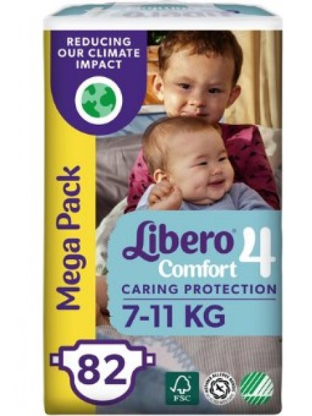 Подгузники Libero Comfort Mega Pack размер 4 на вес 7-11кг 82шт