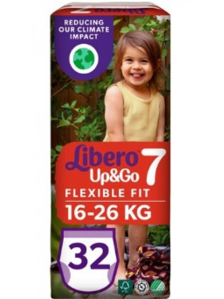 Подгузники Libero Up&Go размер 7 на вес 16-26 кг 32 шт